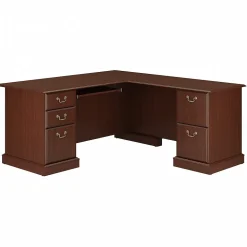 Bush Furniture Corner Desks<Saratoga 66"W L Shaped Computer Desk with Drawers, Harvest Cherry (EX45670-03K)