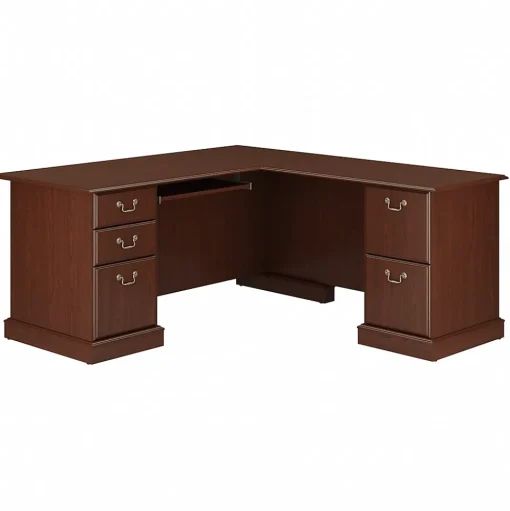 Bush Furniture Corner Desks<Saratoga 66"W L Shaped Computer Desk with Drawers, Harvest Cherry (EX45670-03K)