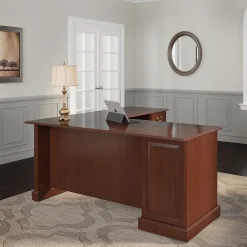 Bush Furniture Corner Desks<Saratoga 66"W L Shaped Computer Desk with Drawers, Harvest Cherry (EX45670-03K)
