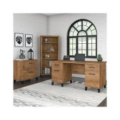 Bush Furniture Computer Desks<Somerset 60" Computer Desk with Lateral File Cabinet and 5-Shelf Bookcase, (SET013FW)