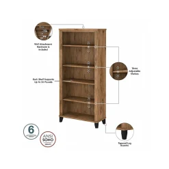Bush Furniture Computer Desks<Somerset 60" Computer Desk with Lateral File Cabinet and 5-Shelf Bookcase, (SET013FW)