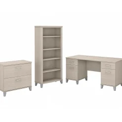 Bush Furniture Computer Desks<Somerset 60" Computer Desk with Lateral File Cabinet and 5-Shelf Bookcase, (SET013SO)