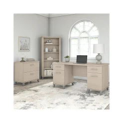 Bush Furniture Computer Desks<Somerset 60" Computer Desk with Lateral File Cabinet and 5-Shelf Bookcase, (SET013SO)