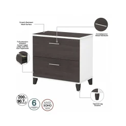 Bush Furniture Computer Desks<Somerset 60" Computer Desk with Lateral File Cabinet and 5-Shelf Bookcase, (SET013SGWH)