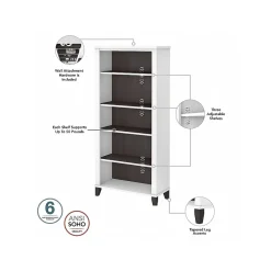 Bush Furniture Computer Desks<Somerset 60" Computer Desk with Lateral File Cabinet and 5-Shelf Bookcase, (SET013SGWH)