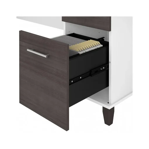 Bush Furniture Computer Desks<Somerset 60" Computer Desk with Lateral File Cabinet and 5-Shelf Bookcase, (SET013SGWH)