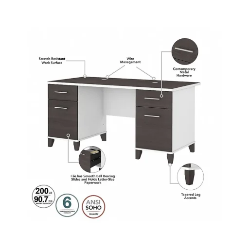 Bush Furniture Computer Desks<Somerset 60" Computer Desk, (WC81028K)
