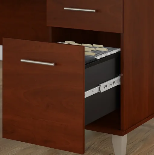 Bush Furniture Office Desks<Somerset 72"W L Shaped Desk with Hutch, Lateral File Cabinet and Bookcase, (SET012HC)