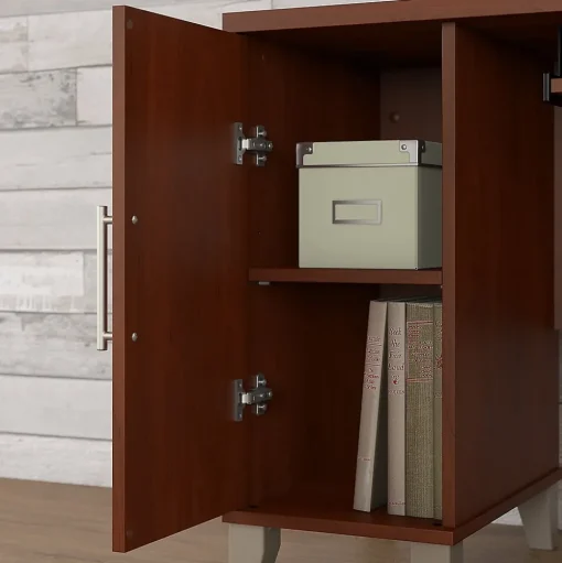 Bush Furniture Office Desks<Somerset 72"W L Shaped Desk with Hutch, Lateral File Cabinet and Bookcase, (SET012HC)