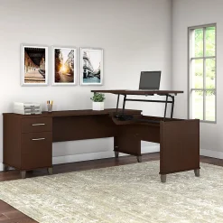 Bush Furniture L-Desks<Somerset 72"W 3 Position Sit to Stand L Shaped Desk, (SET014MR)