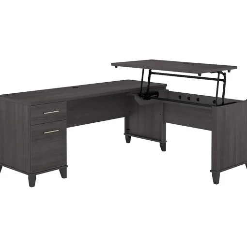 Bush Furniture Office Desks<Somerset 72"W 3 Position Sit to Stand L Shaped Desk, (SET014SG)