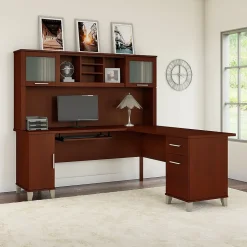 Bush Furniture Office Desks<Somerset 72"W L Shaped Desk with Hutch, (SET001HC)