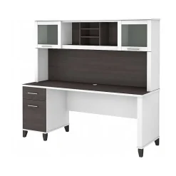Bush Furniture Office Desks<Somerset 72"W Office Desk with Drawers and Hutch, (SET018SGWH)