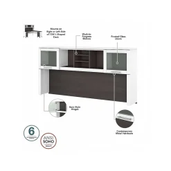 Bush Furniture Office Desks<Somerset 72"W Office Desk with Drawers and Hutch, (SET018SGWH)