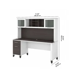 Bush Furniture Office Desks<Somerset 72"W Office Desk with Drawers and Hutch, (SET018SGWH)