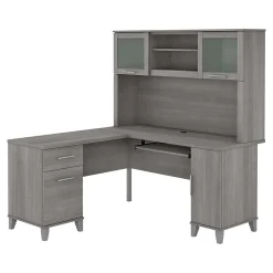Bush Furniture Office Desks<Somerset 60"W L Shaped Desk with Hutch, (SET002PG)