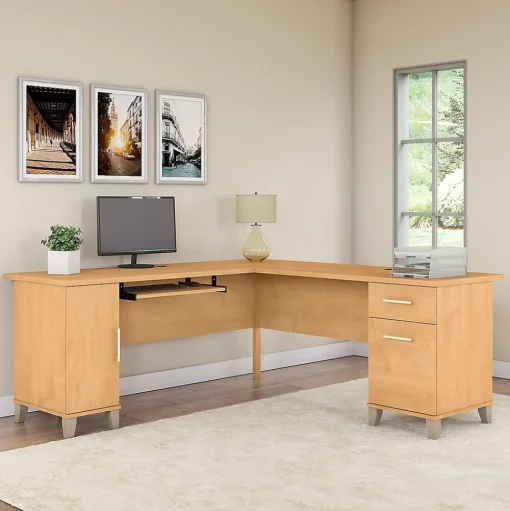 Bush Furniture Office Desks<Somerset 72"W L Shaped Desk with Storage, (WC81410K)