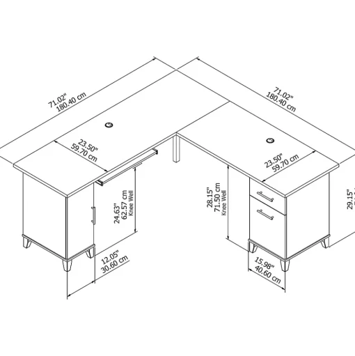 Bush Furniture Office Desks<Somerset 72"W L Shaped Desk with Storage, (WC81410K)