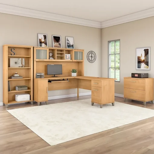 Bush Furniture Office Desks<Somerset 72"W L Shaped Desk with Storage, (WC81410K)