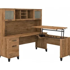 Bush Furniture Office Desks<Somerset 72"W 3 Position Sit to Stand L Shaped Desk with Hutch, (SET015FW)