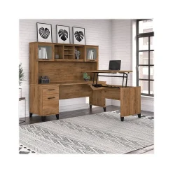 Bush Furniture Office Desks<Somerset 72"W 3 Position Sit to Stand L Shaped Desk with Hutch, (SET015FW)