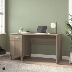 Bush Furniture Computer Desks<Somerset 54"W Office Desk with Drawer and Storage Cabinet, Ash Gray (WC81654)