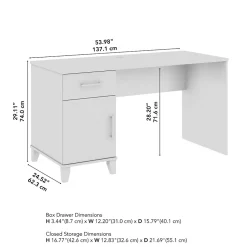 Bush Furniture Computer Desks<Somerset 54"W Office Desk with Drawer and Storage Cabinet, Ash Gray (WC81654)