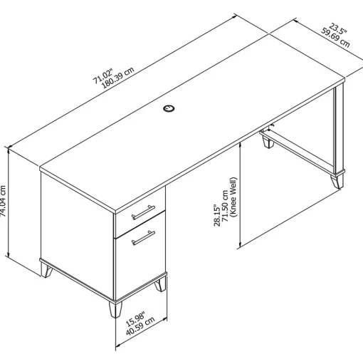 Bush Furniture Computer Desks<Somerset 72"W Office Desk with Drawers, (WC81772)