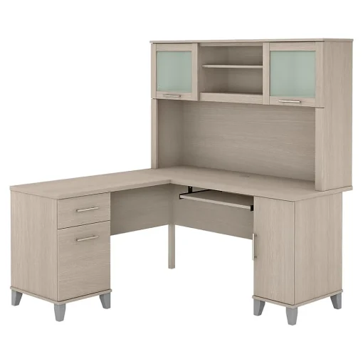 Bush Furniture Computer Desks<Somerset 60"W L Shaped Desk with Hutch, (SET002SO)