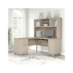 Bush Furniture Computer Desks<Somerset 60"W L Shaped Desk with Hutch, (SET002SO)