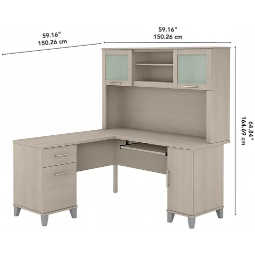 Bush Furniture Computer Desks<Somerset 60"W L Shaped Desk with Hutch, (SET002SO)