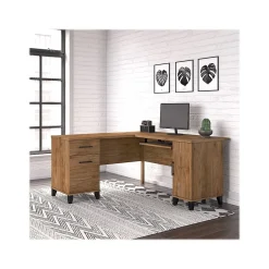 Bush Furniture Computer Desks<Somerset 60"W L Shaped Desk with Storage, (WC81330K)