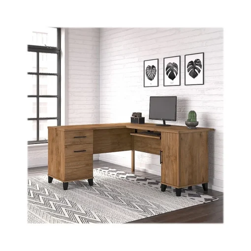 Bush Furniture Computer Desks<Somerset 60"W L Shaped Desk with Storage, (WC81330K)