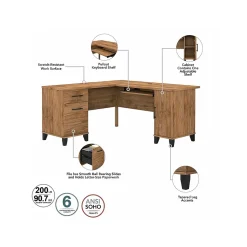 Bush Furniture Computer Desks<Somerset 60"W L Shaped Desk with Storage, (WC81330K)