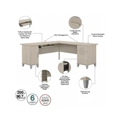 Bush Furniture Computer Desks<Somerset 72"W L Shaped Desk with Hutch, (SET001SO)