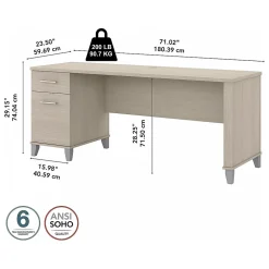 Bush Furniture Computer Desks<Somerset 72"W Office Desk with Drawers, (WC81172)