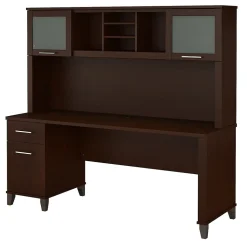 Bush Furniture Computer Desks<Somerset 72"W Office Desk with Drawers and Hutch, (SET018MR)
