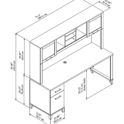 Bush Furniture Computer Desks<Somerset 72"W Office Desk with Drawers and Hutch, (SET018MR)