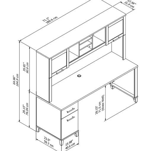 Bush Furniture Computer Desks<Somerset 72"W Office Desk with Drawers and Hutch, (SET018MR)