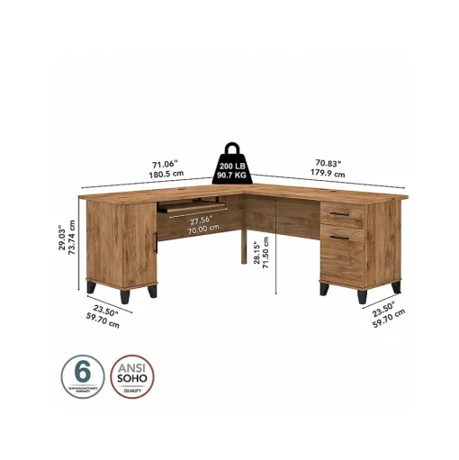 Bush Furniture Computer Desks<Somerset 72"W L Shaped Desk with Storage, (WC81310K)
