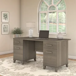 Bush Furniture Computer Desks<Somerset 60"W Office Desk with Drawers, (WC81628K)