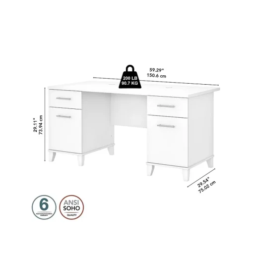 Bush Furniture Computer Desks<Somerset 60"W Office Desk with Drawers, (WC81928K)