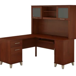 Bush Furniture Computer Desks<Somerset 60"W L Shaped Desk with Hutch, (SET002HC)