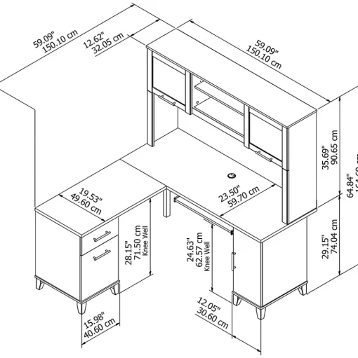 Bush Furniture Computer Desks<Somerset 60"W L Shaped Desk with Hutch, (SET002HC)