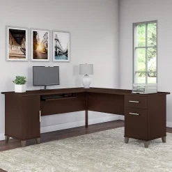 Bush Furniture L-Desks<Somerset 72"W L Shaped Desk with Storage, (WC81810K)
