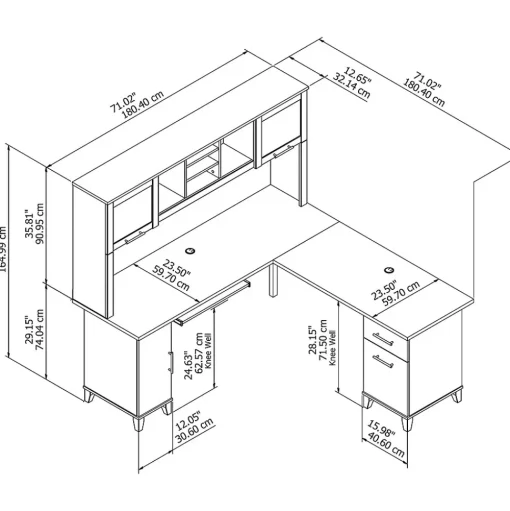 Bush Furniture L-Desks<Somerset 72"W L Shaped Desk with Hutch, (SET001MC)