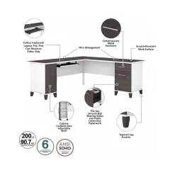 Bush Furniture L-Desks<Somerset 72"W L Shaped Desk with Storage, (WC81010K)