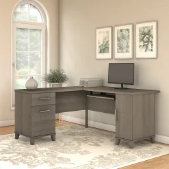 Bush Furniture L-Desks<Somerset 60"W L Shaped Desk with Storage, (WC81630K)