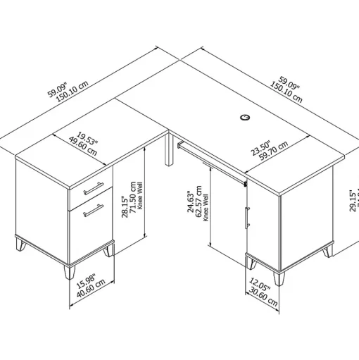 Bush Furniture L-Desks<Somerset 60"W L Shaped Desk with Storage, (WC81630K)