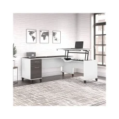 Bush Furniture L-Desks<Somerset 72"W 3 Position Sit to Stand L Shaped Desk, (SET014SGWH)